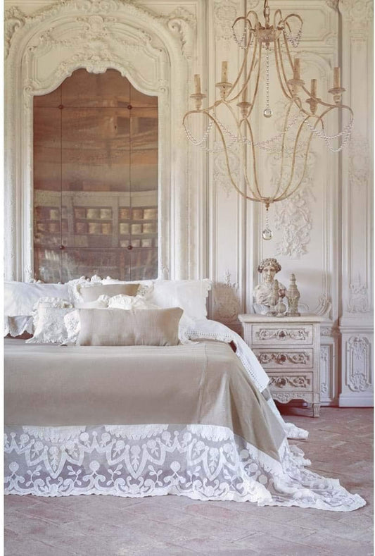 Copritutto in Lino con Balza in Pizzo 250x250 cm -  Blanc Mariclo