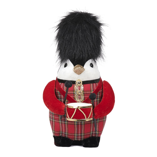 Pinguino Schiaccianoci in Peluche Rigido con Tamburo 25 cm