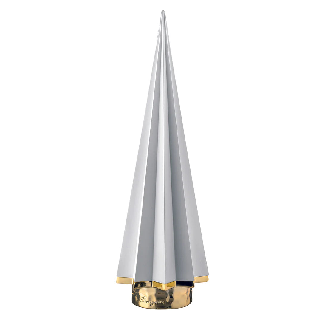Statuina Albero di Natale in Marmorino con Base Dorata 26 cm - Bongelli Preziosi