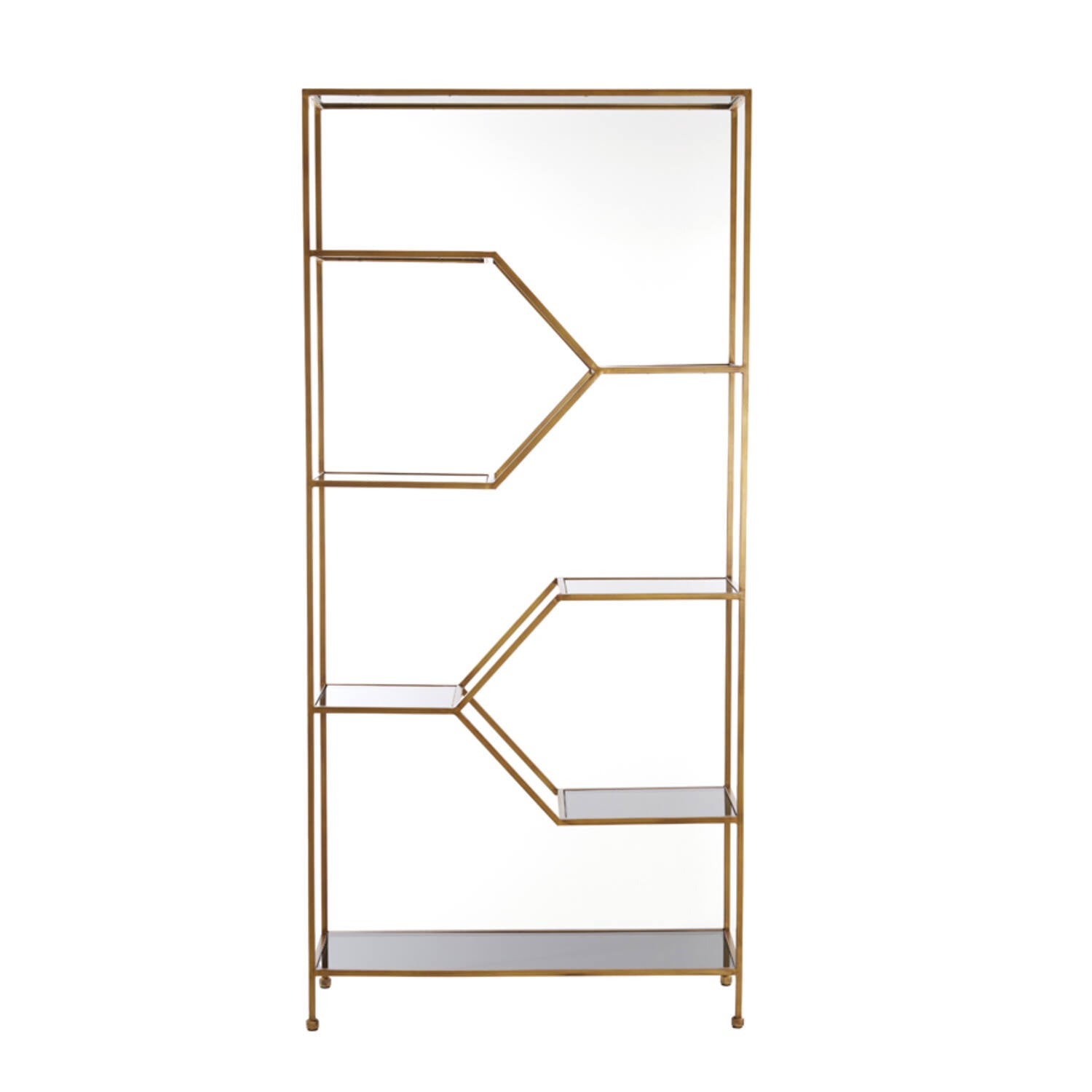 Libreria in Metallo Oro con a Specchio 100X34X214 cm - Light e Living