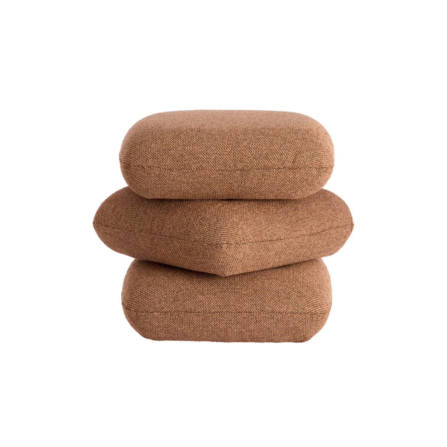 Pouf in Legno e Tessuto Terra 44,5x44,5x44,5 cm - Light e Living