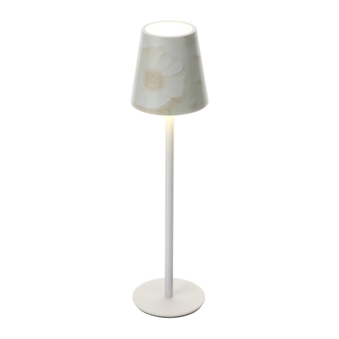 Lampada LED Canvas con Grafica Avorio e Beige e Stelo Lungo h 27 cm - Hervit