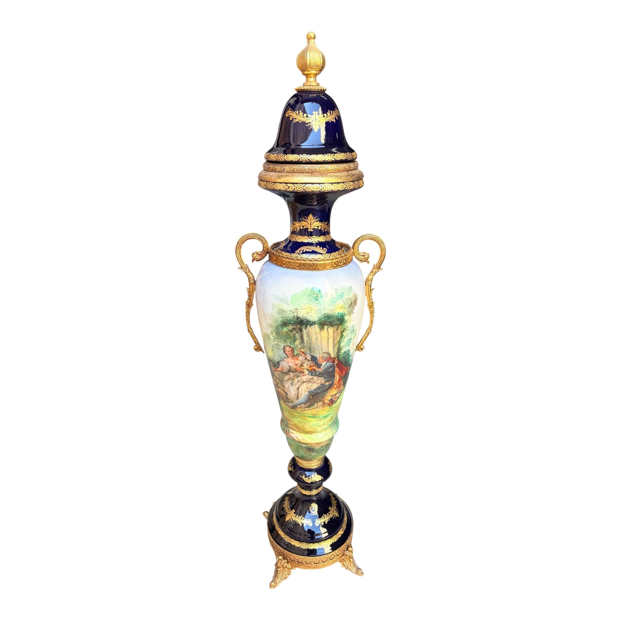 Vaso in Porcellana Rococò con Dipinti a Mano 107 h cm - Fiorentino Keramos