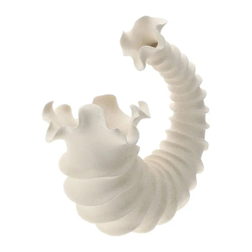 Vaso Cornucopia in Ceramica Avorio 37 h cm - Hervit