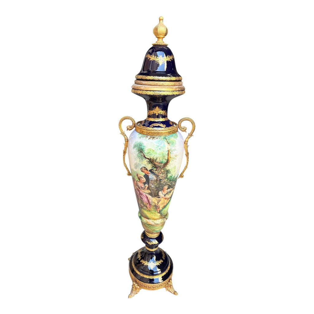 Vaso in Porcellana Rococò con Dipinti a Mano 107 h cm - Fiorentino Keramos