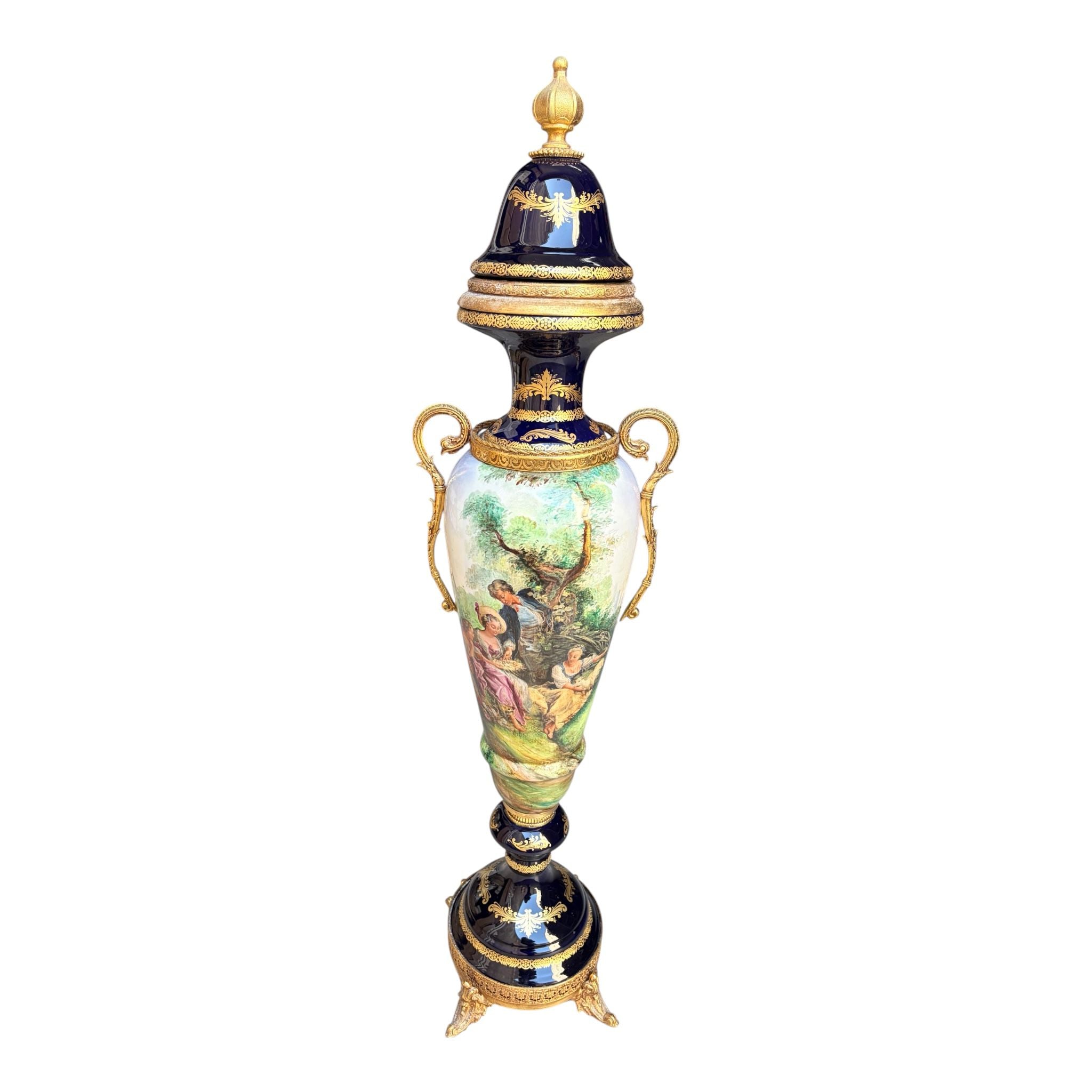 Vaso in Porcellana Rococò con Dipinti a Mano 107 h cm - Fiorentino Keramos