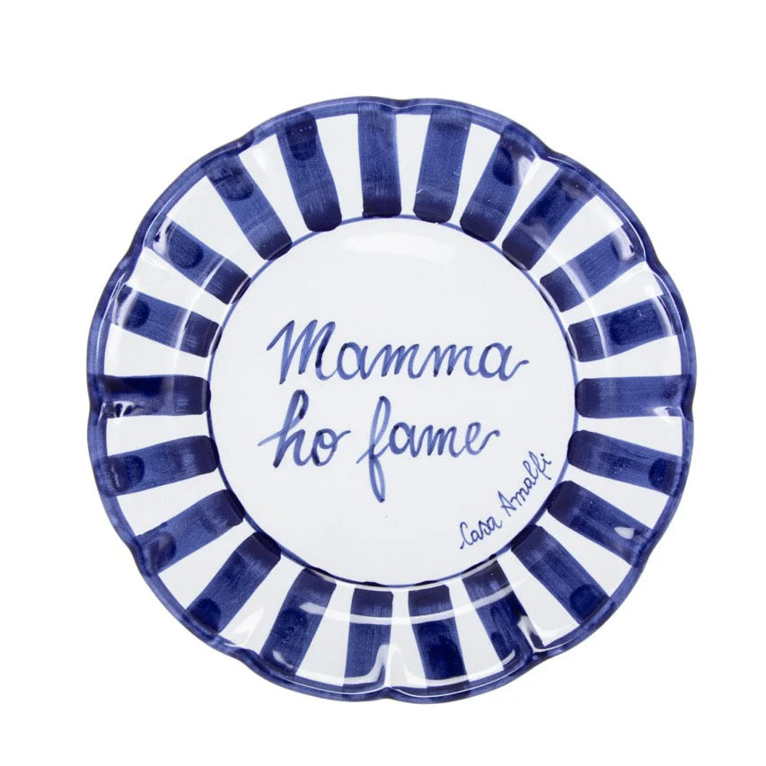 Piatto in Ceramica Decorato "Mamma ho Fame" 26 cm  - Casa Amalfi