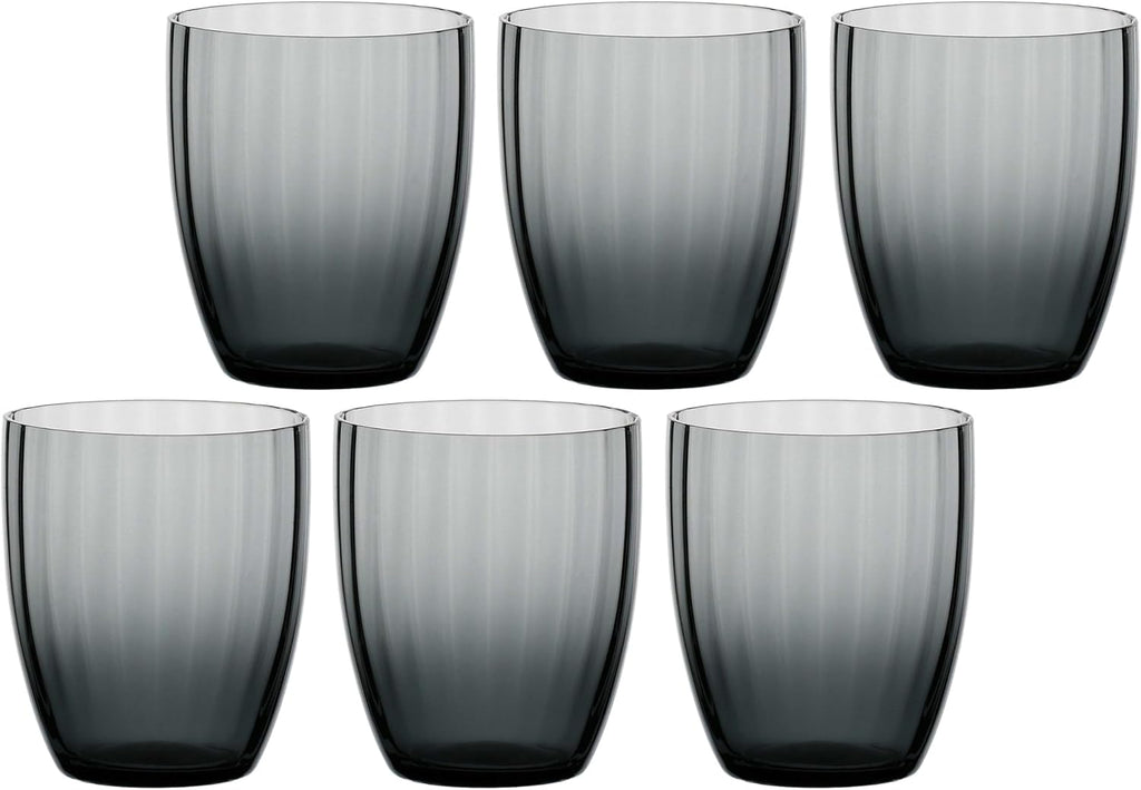 Set da 12 Bicchieri in Vetro Soffiato Grigio "Prismia" - Rose e Tulipani