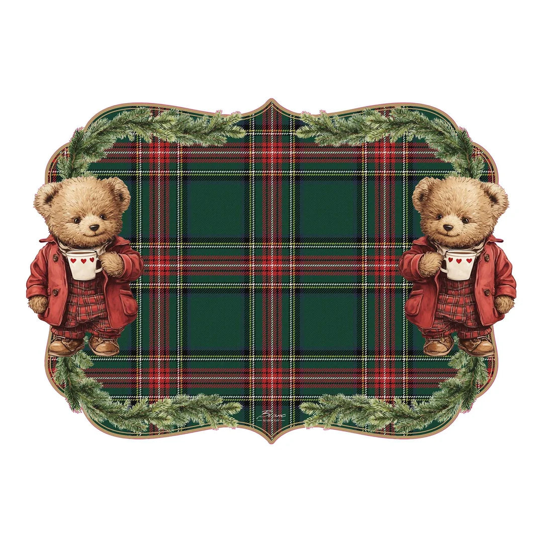 Tovaglietta in Vinile Teddy e Tartan 45x32 cm - Blanc Mariclò