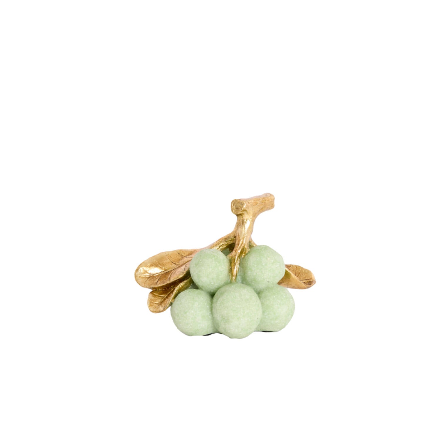 Scultura in Resina con Uva Verde e Dettagli Oro 16.5X11X11.5 cm - Light e Living