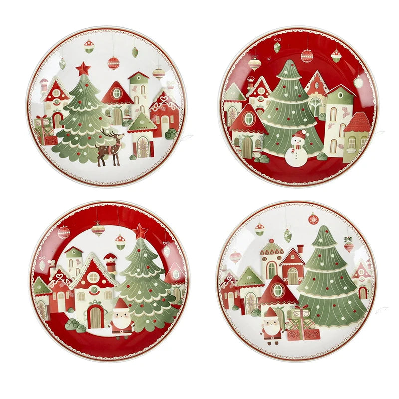 Set di 4 Piattini in Porcellana con Decori Natalizi - Brandani