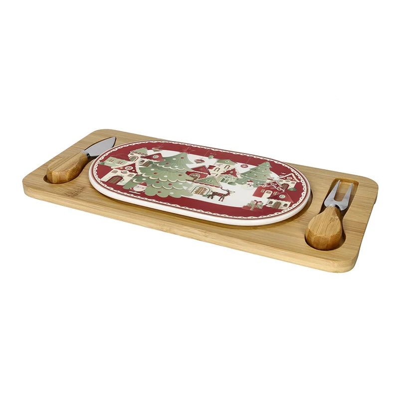 Tagliere Natalizio in Porcellana e Bamboo -Brandani