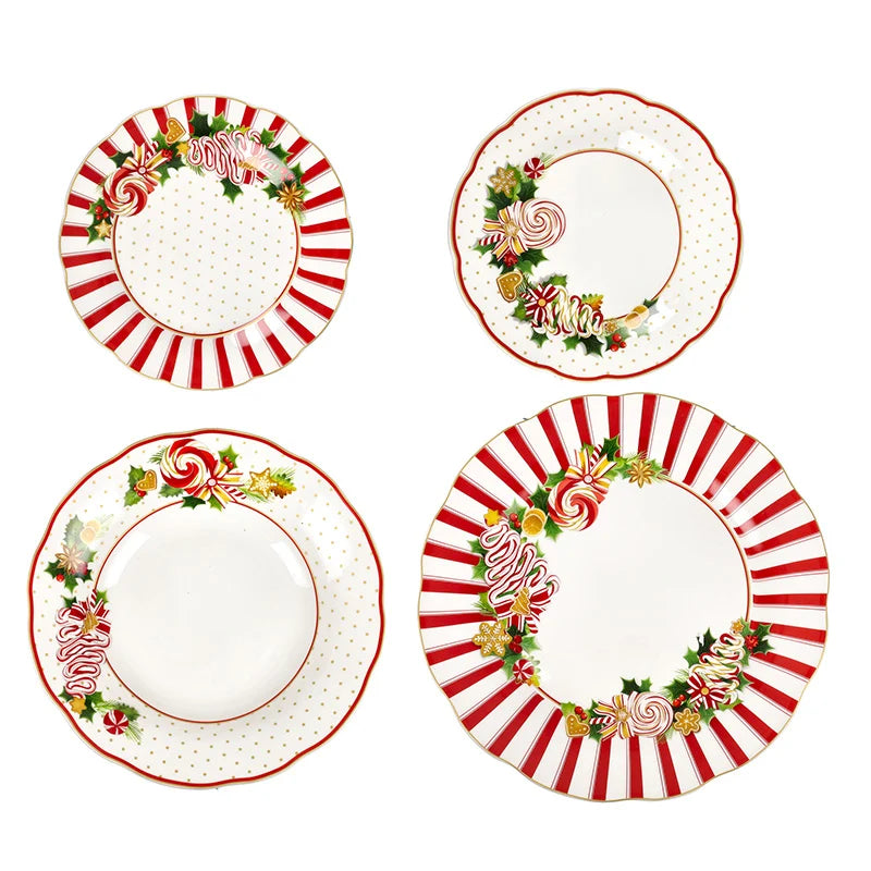 Set di 18 Piatti in Porcellana con Decorazioni Natalizie - Brandani