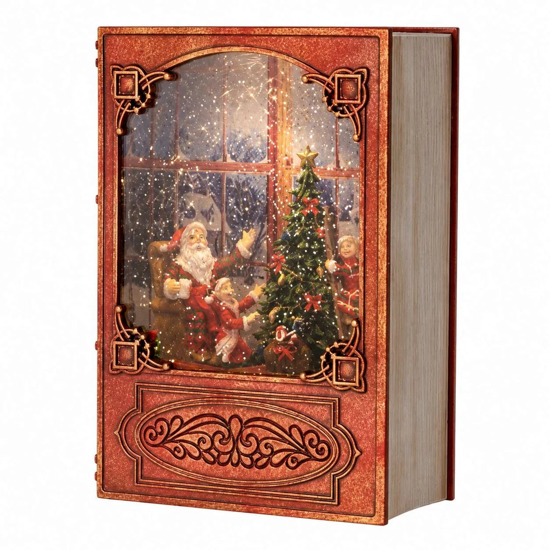 Libro con Babbo Natale e Luci LED in Resina 19.5 cm - L'Arte di Nacchi