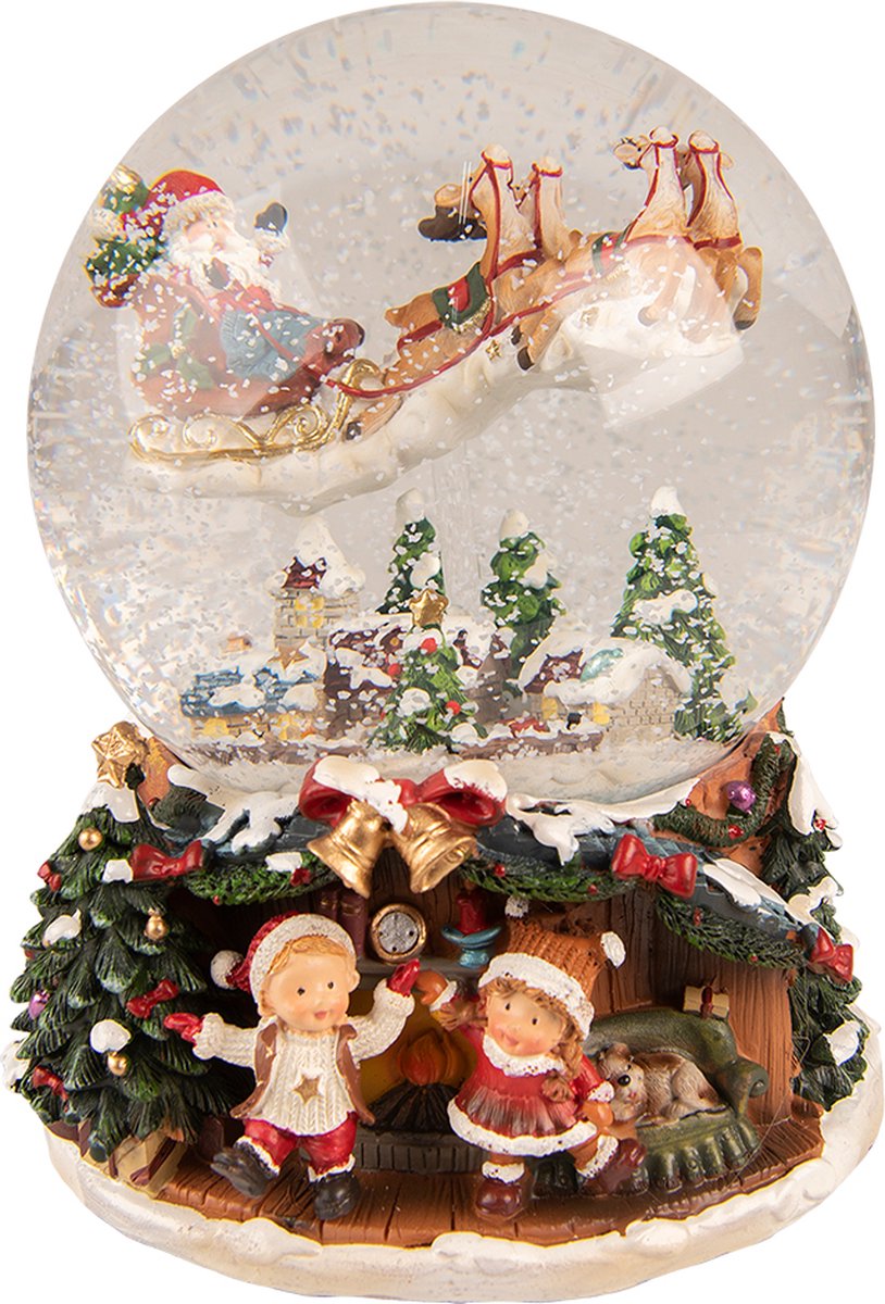 Sfera di Vetro con Carillon Babbo Natale sulla Slitta – Clayre & Eef