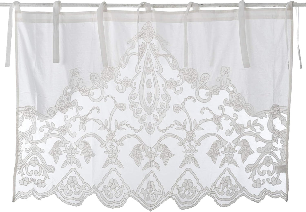 Mantovana in Cotone Ecrù con Ricamo in Pizzo 90x140 cm - Blanc Mariclò