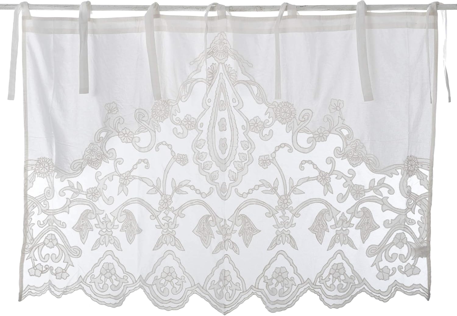 Mantovana in Cotone Ecrù con Ricamo in Pizzo 90x140 cm - Blanc Mariclò