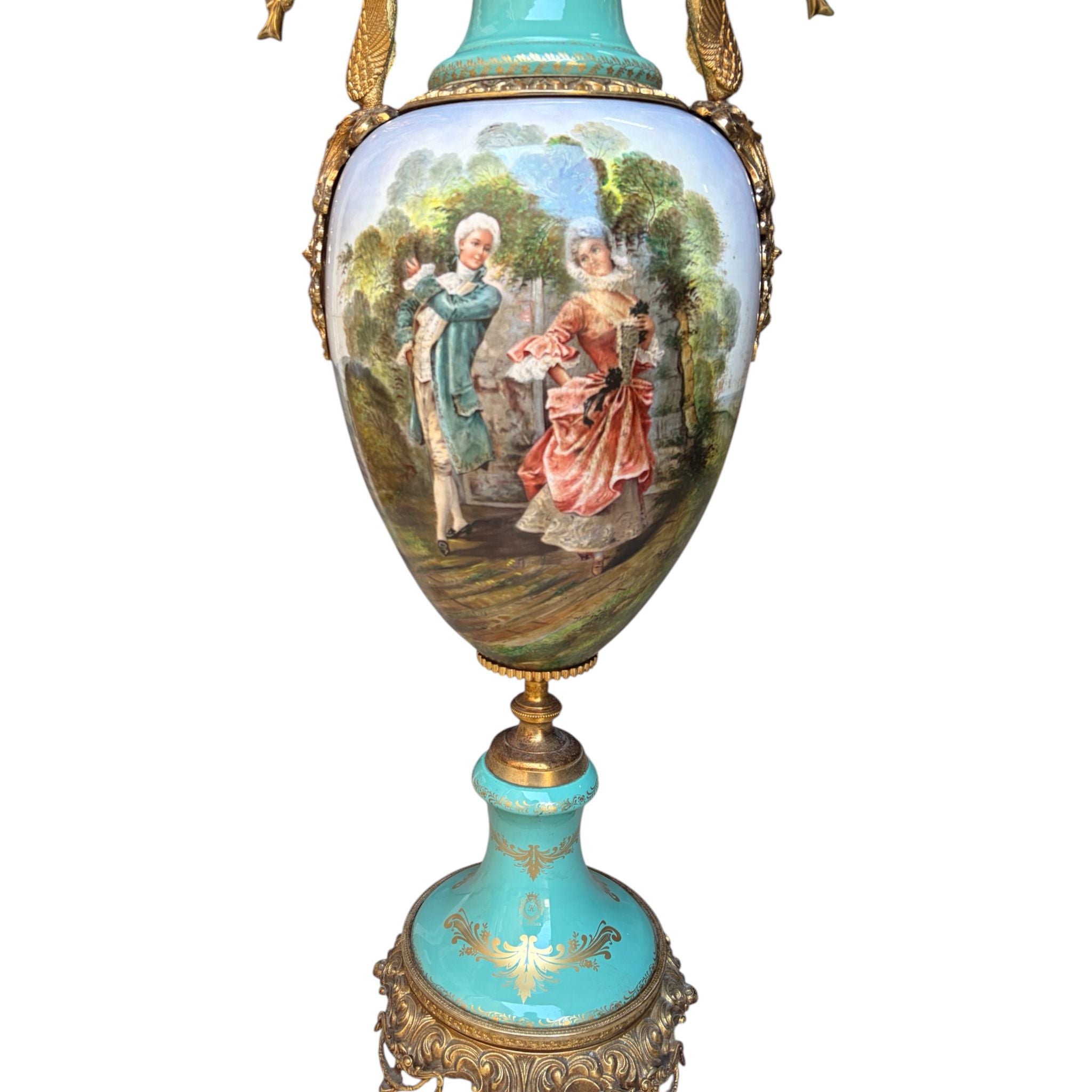 Vaso di Porcellana con Dettagli in Ottone 107 cm - Fiorentino Keramos
