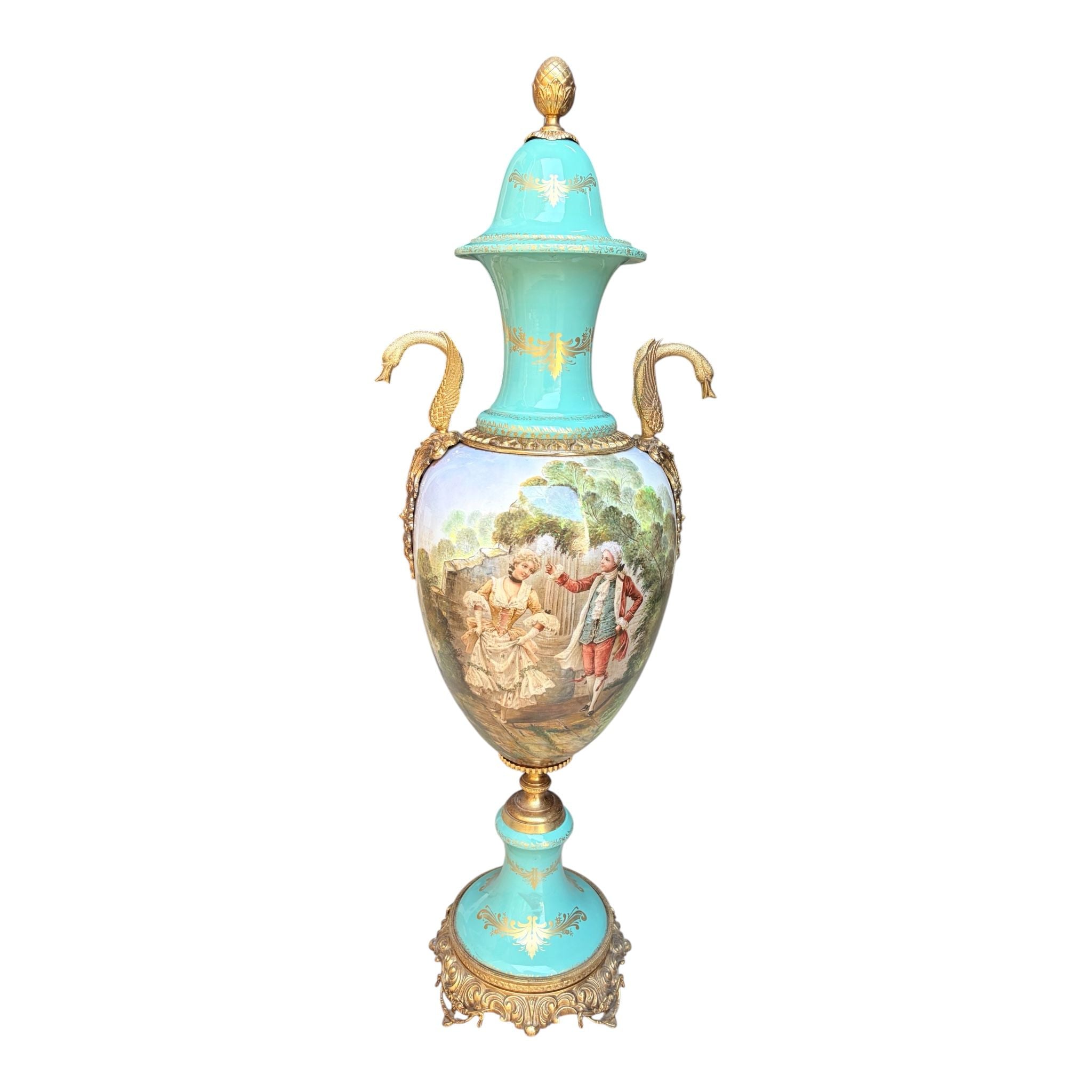 Vaso di Porcellana con Dettagli in Ottone 107 cm - Fiorentino Keramos