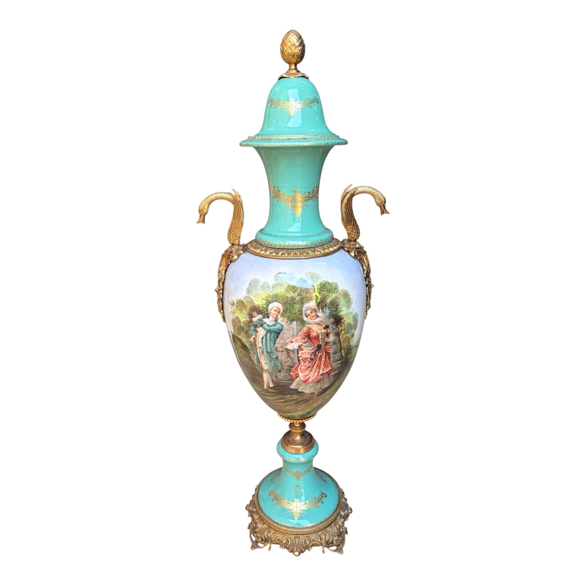 Vaso di Porcellana con Dettagli in Ottone 107 cm - Fiorentino Keramos