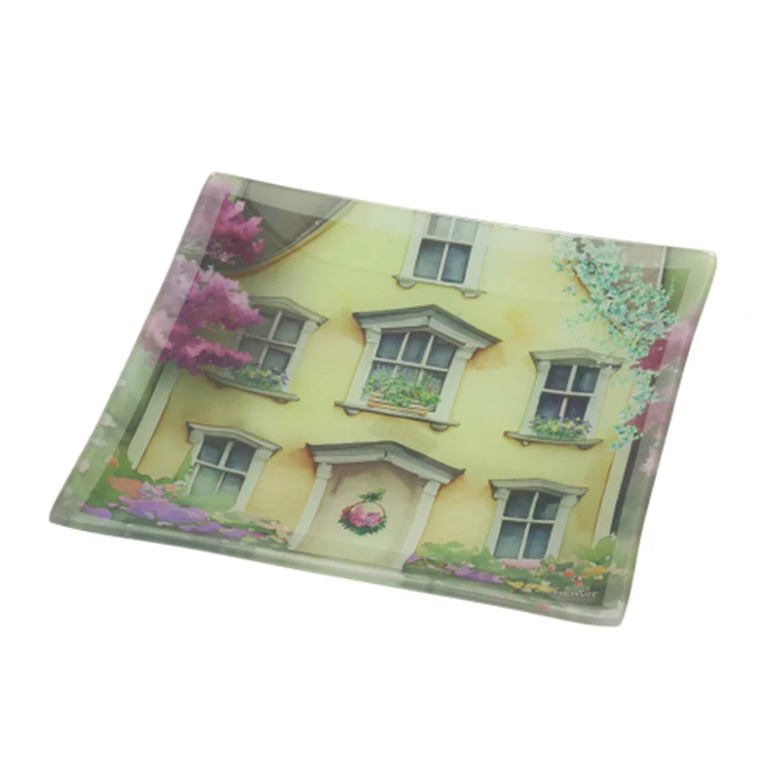 Svuotatasche in Vetro Colorato con Casette - Linea "Cottage" di Hervit