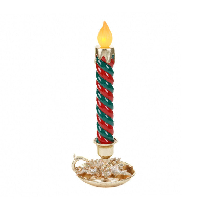 Candela LED a Strisce Rosso e Verde con Portacandela Oro 45 h cm - Goodwill