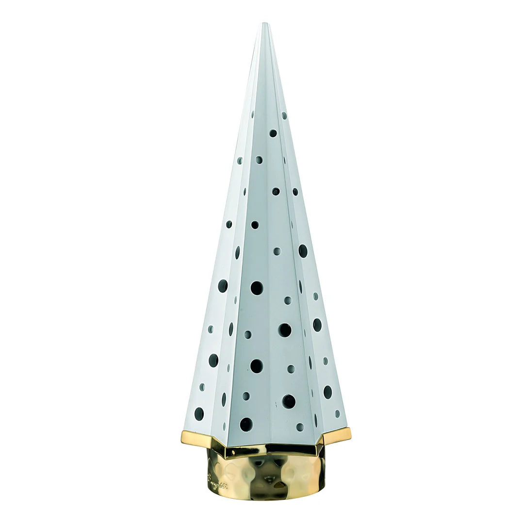Alberello Luminoso in Marmorino Bianco con Base Oro 15 cm - Bongelli Preziosi