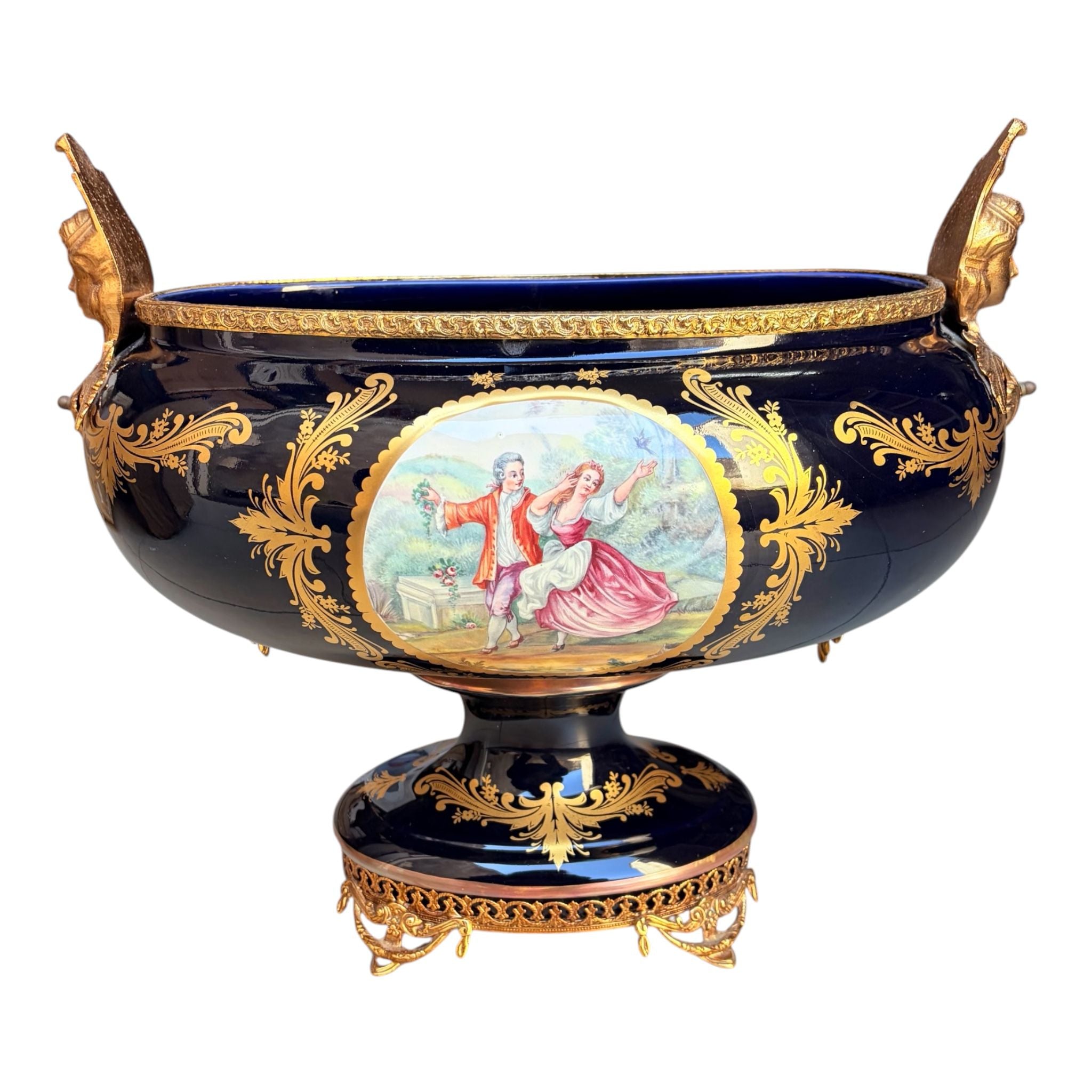 Coppa Decorativa in Porcellana e Ottone - Limoges