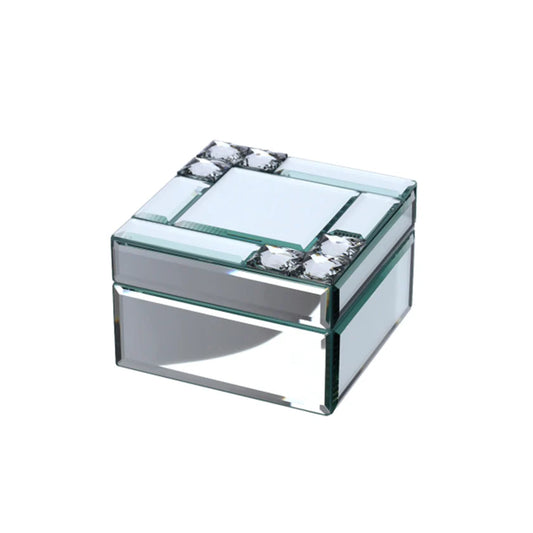 Porta Gioie in Legno con Top in Vetro e Interno in Velluto 12x12 cm - Hervit