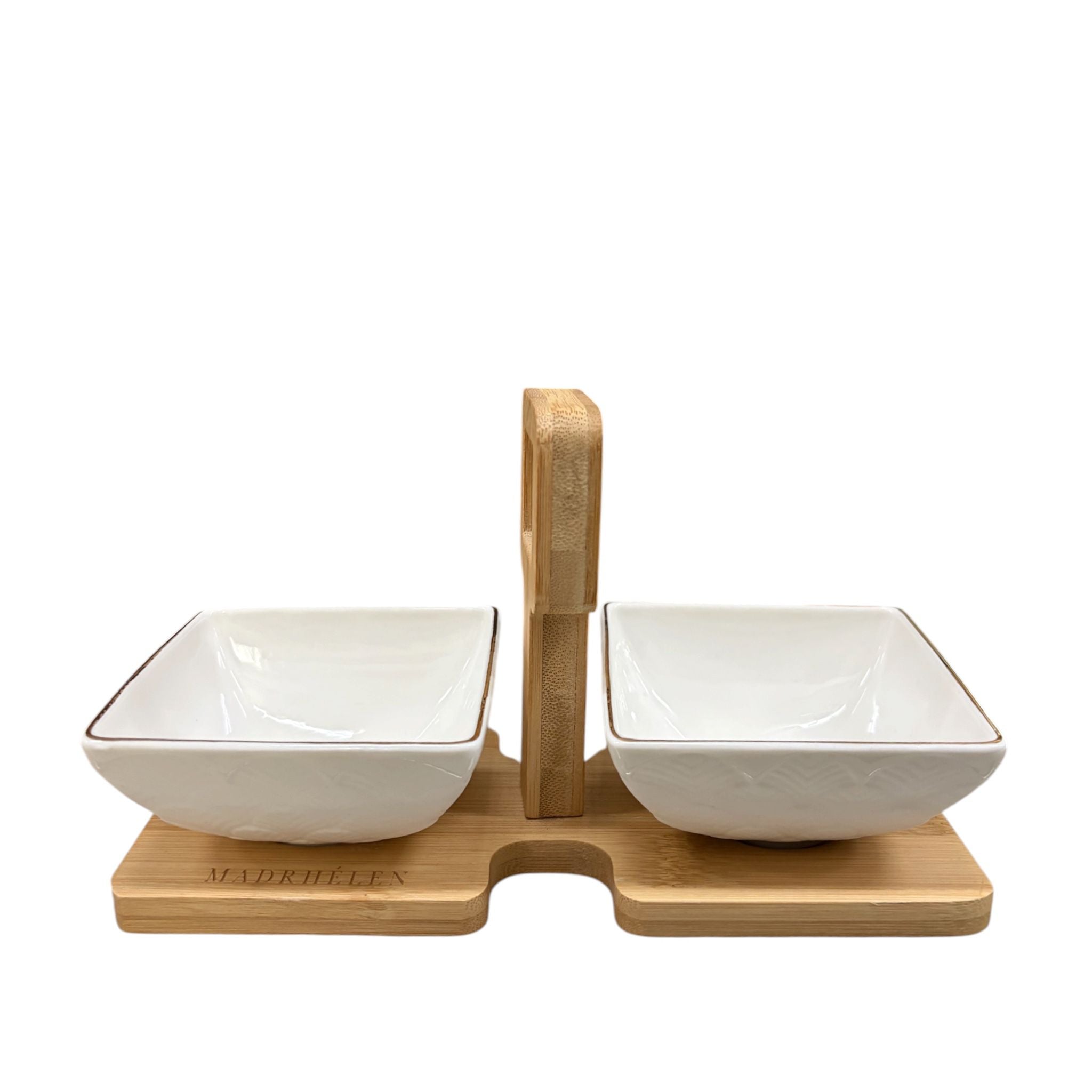 Set di Ciotoline in Ceramica con Base in Legno - Madrhelen