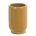 Porta Spazzolino in Ceramica Giallo Ocra con Base in Legno – Blanc MariClò