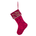 Calza Natalizia in Velluto Rosso con Ricami e Perle 33 cm - Blanc Mariclò