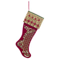 Calza Natalizia Rossa con Ricami Oro Cantus Natalis 55 cm- Blanc Mariclò