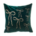 Cuscino in Velluto Verde con Fiocchi Dorati 45×45 cm - Blanc Mariclò