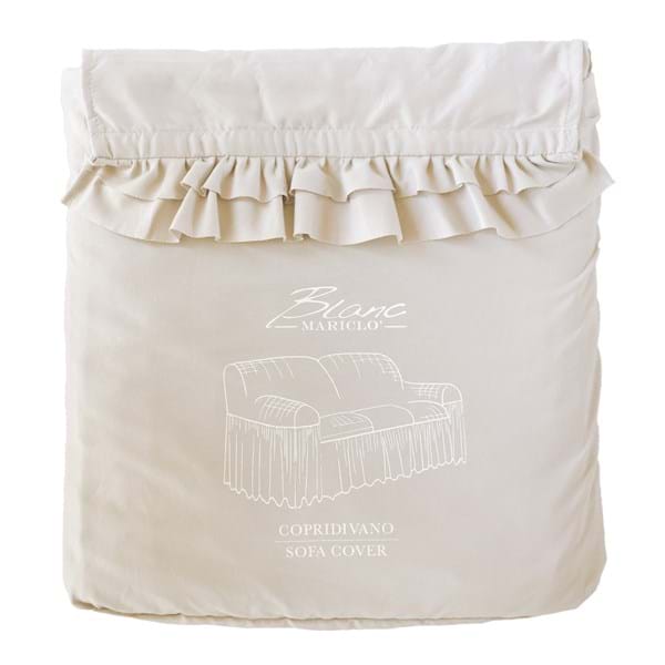 Copridivano con Gala in Tessuto Effetto Velluto 280x160 cm - Blanc Mariclò