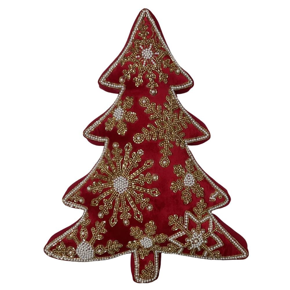 Cuscino a Forma di Albero con Ricami e Perle 35×50 cm - Blanc Mariclò