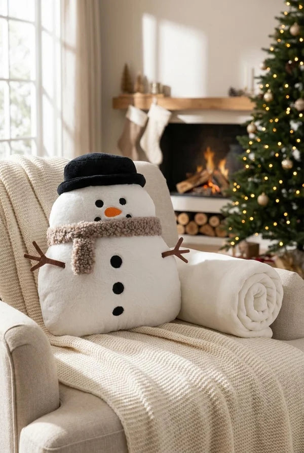 Cuscino Pupazzo di Neve con Plaid Integrato - Blanc Mariclò