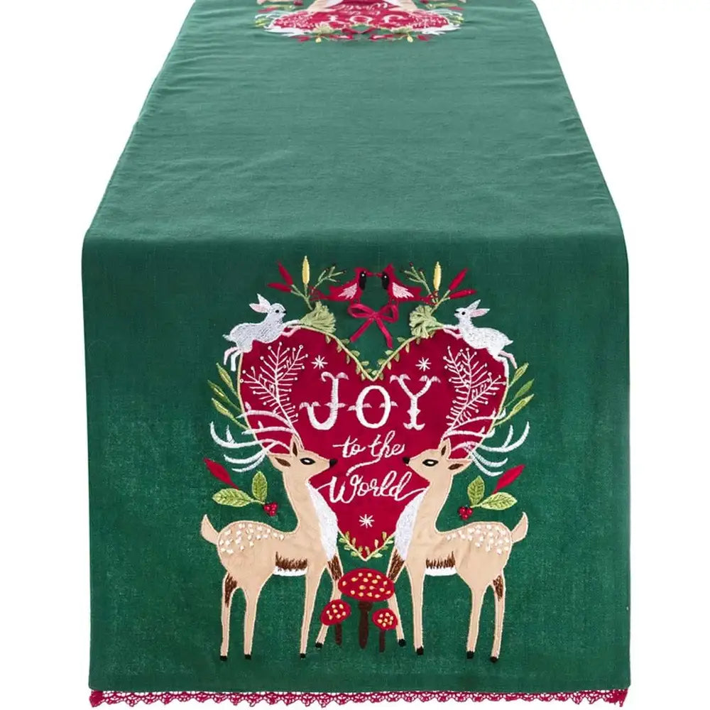 Runner Natalizio in Cotone con Renne 45x150 cm - Blanc Mariclò