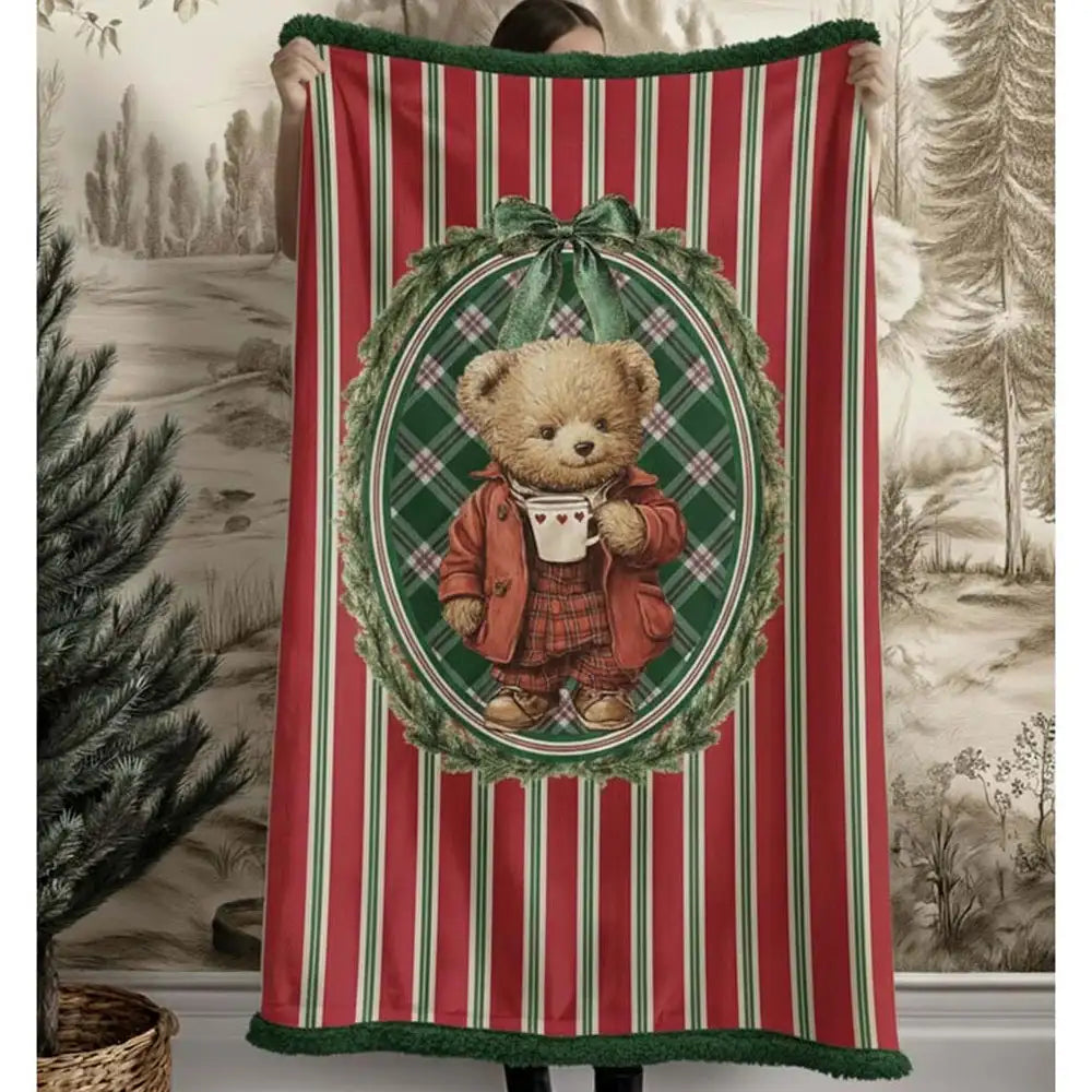 Plaid Sherpa con Decoro Orsetto 160x220 cm - Blanc Mariclò
