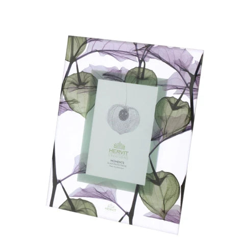 Cornice Portafoto Alkekengi Verde in Vetro 18x22 cm - Hervit