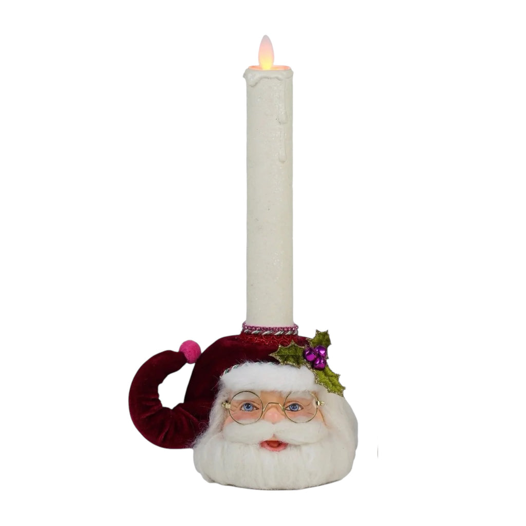 Merry Santa Head Candle Holder 31 cm - Katherine's Collection