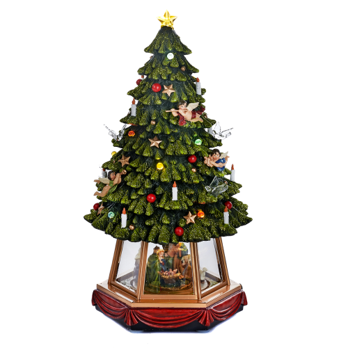Albero a Corrente con LED, Musica e Paesaggio in Movimento