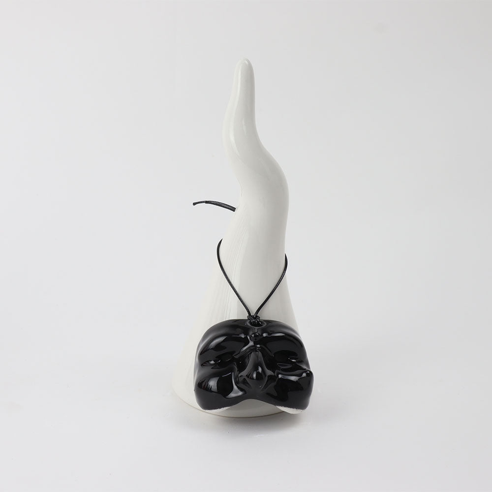 Corno Portafortuna con Maschera di Pulcinella in Capodimonte 17 h cm– Siniscalchi