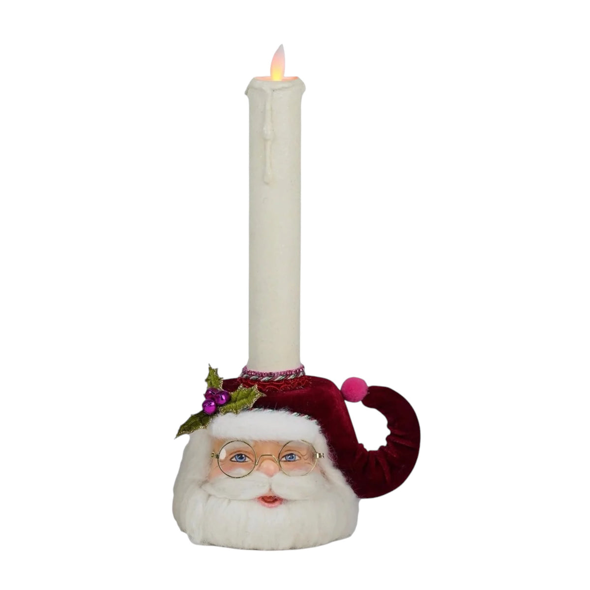 Merry Santa Head Candle Holder 31 cm - Katherine's Collection