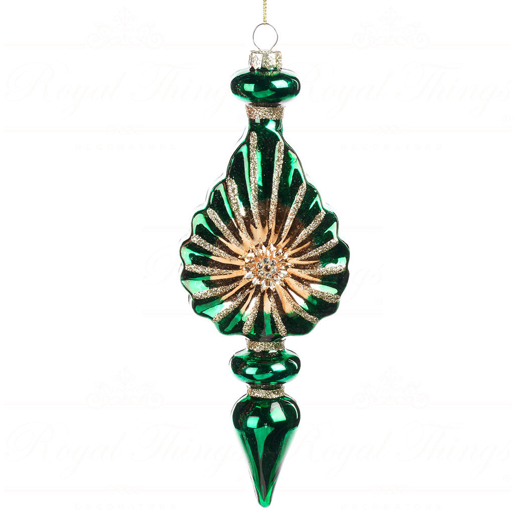 Glass Jewel Finial Verde e Oro 23 cm - Goodwill