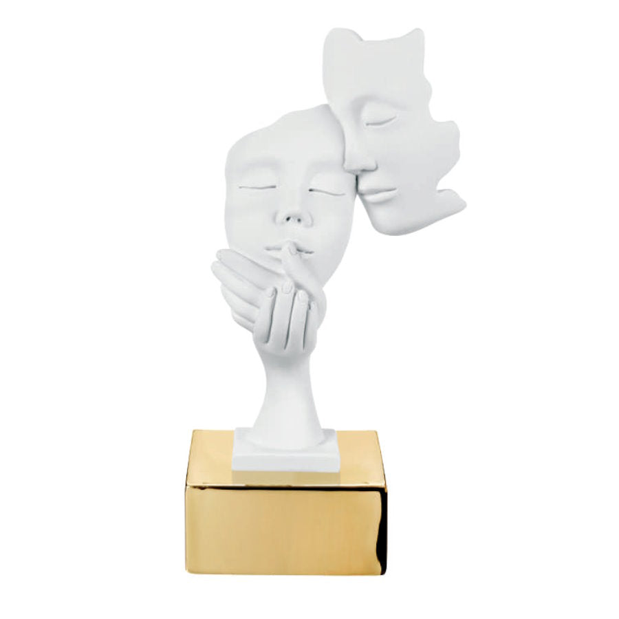 Scultura di Due Volti Innamorati in Marmorino Bianco 20 cm - Bongelli Preziosi