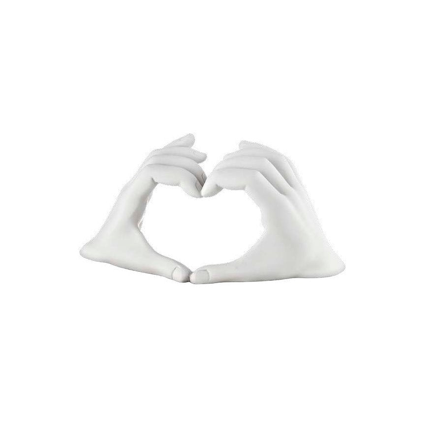 Scultura Mani in Marmorino Bianco Cuore 22x12 cm - Bongelli Preziosi