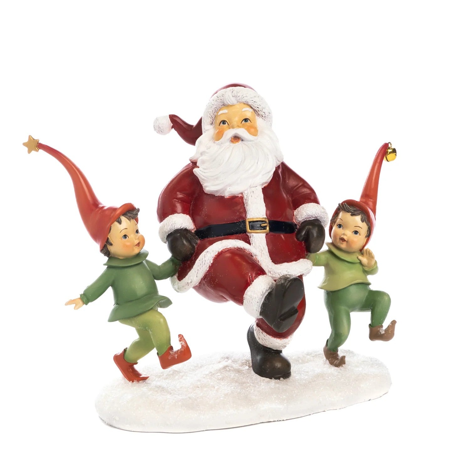 Babbo natale che balla con folletti 25.5 h cm