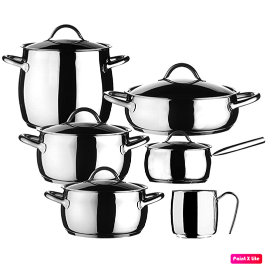 Batteria di Pentole "1950" in Acciaio Inox 18/10 - 15 Pezzi