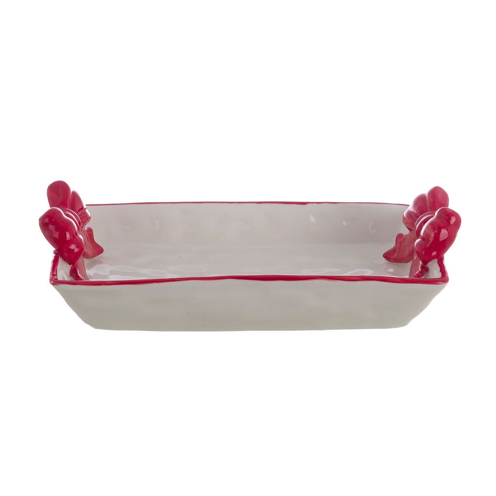 Vassoio Bianco con Manici a Fiocco 24×14 cm - Blanc Mariclò